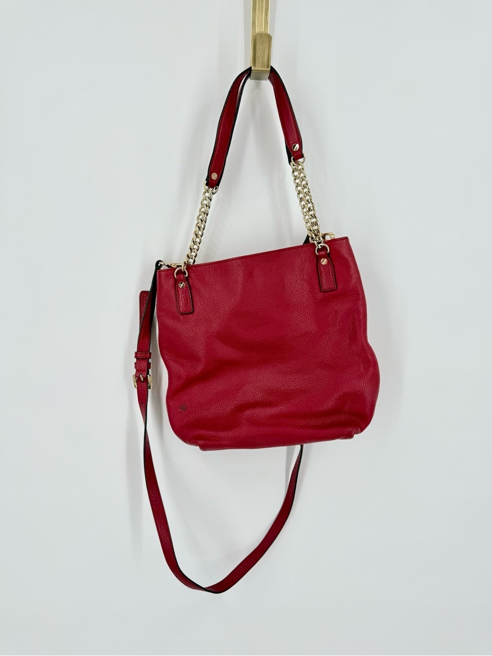 MICHAEL Michael Kors Red Pebbled Leather Chain-Handle Crossbody